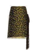 Ferragamo Animal-Print Silk Skirt — Black