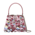 Self-Portrait Crystal-Embellished Satin Mini Bag — Pink