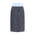 Prada Double-Layer Cotton-Linen Skirt — Gray