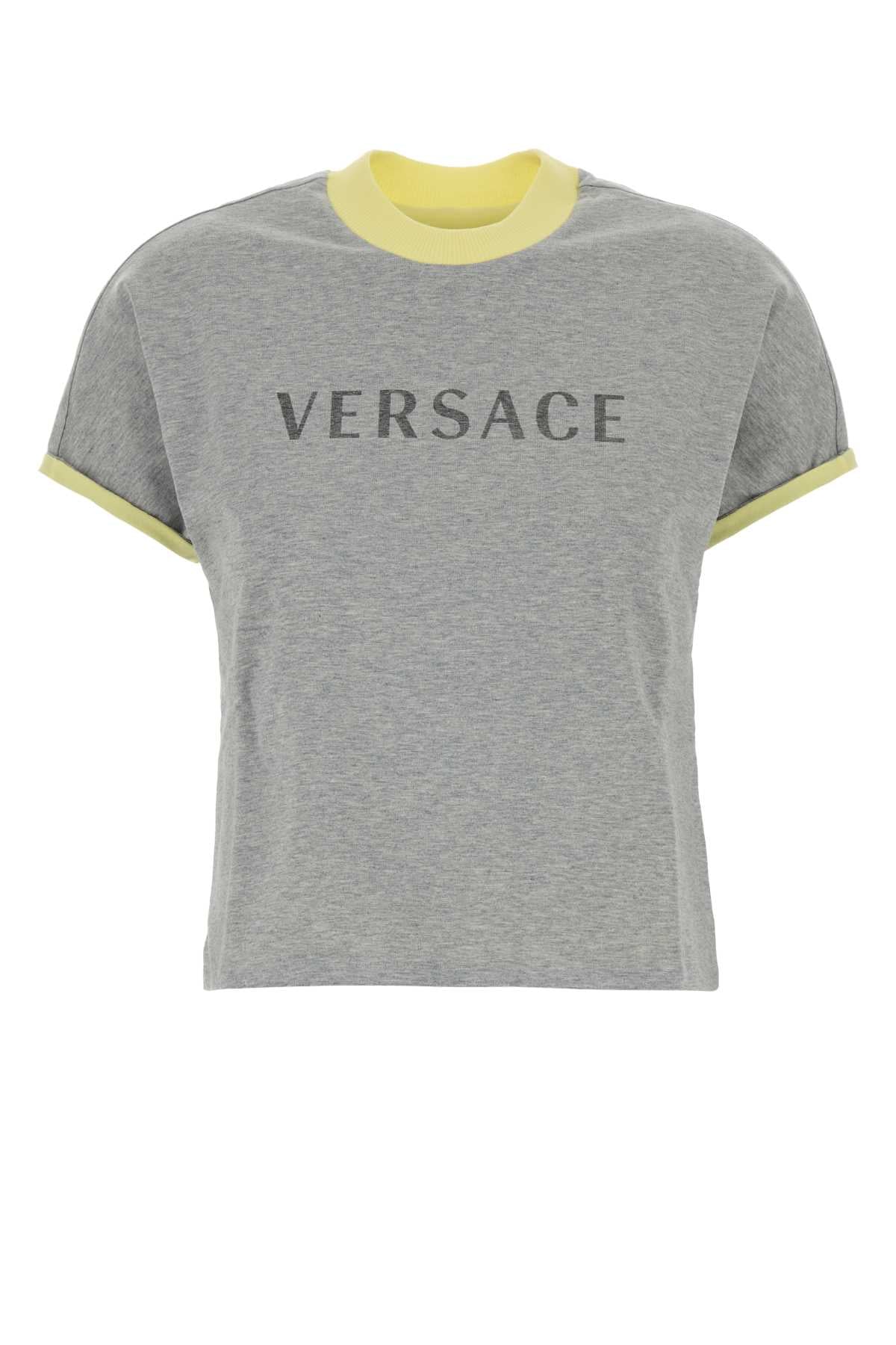 Versace Logo-Printed Cotton T-shirt — Gray