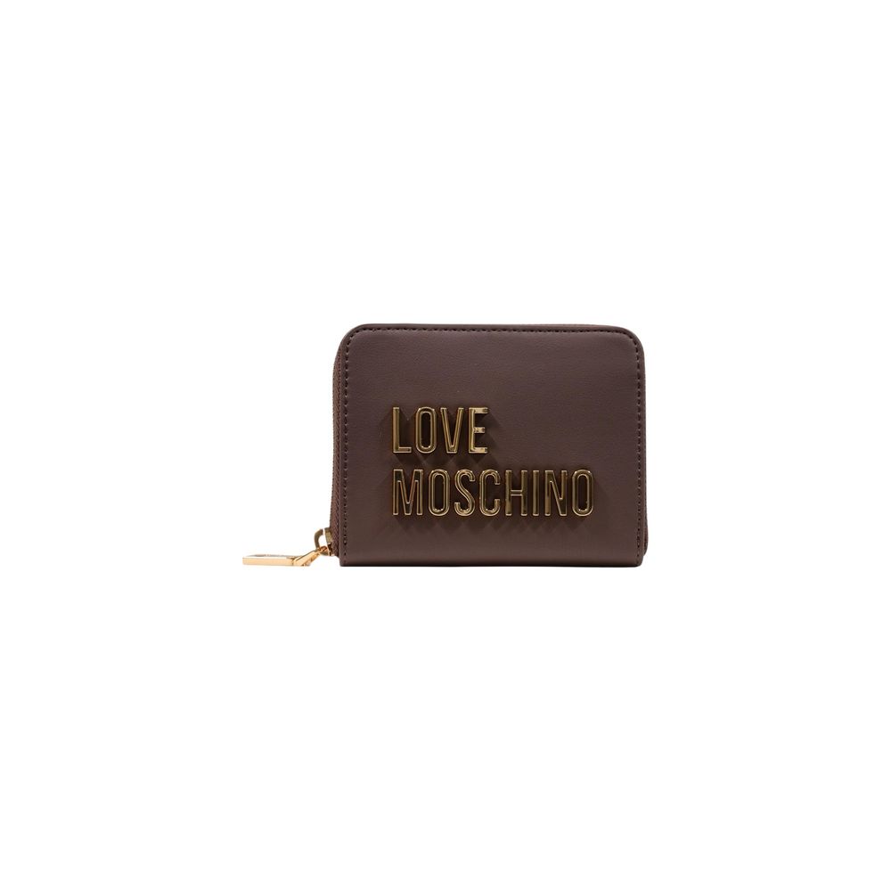 Love Moschino Logo-Embossed Polyurethane Wallet — Brown