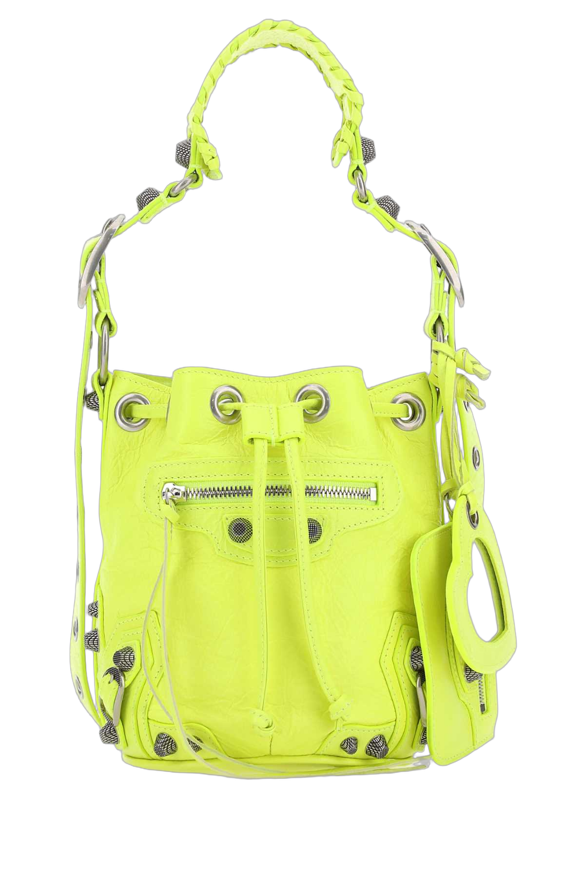 Balenciaga Neon Lamb Leather Bucket Bag — Yellow
