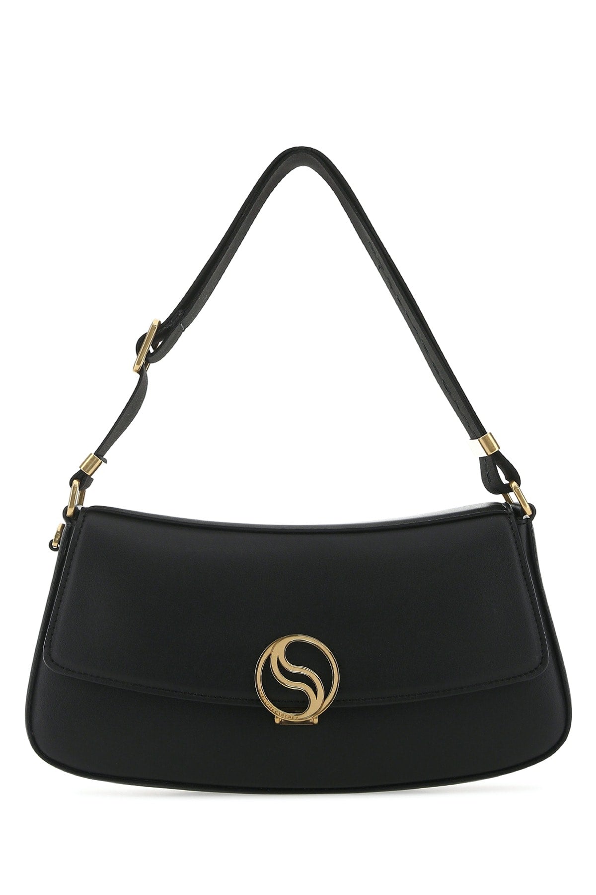 Stella McCartney Logo-Detailed Curved Silhouette Shoulder Bag — Black