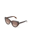 Furla SFU977 Glossy Brown Striped Havana Cat-eye Sunglasses — Brown