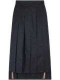 Thom Browne Pleated Wool Skirt — Navy