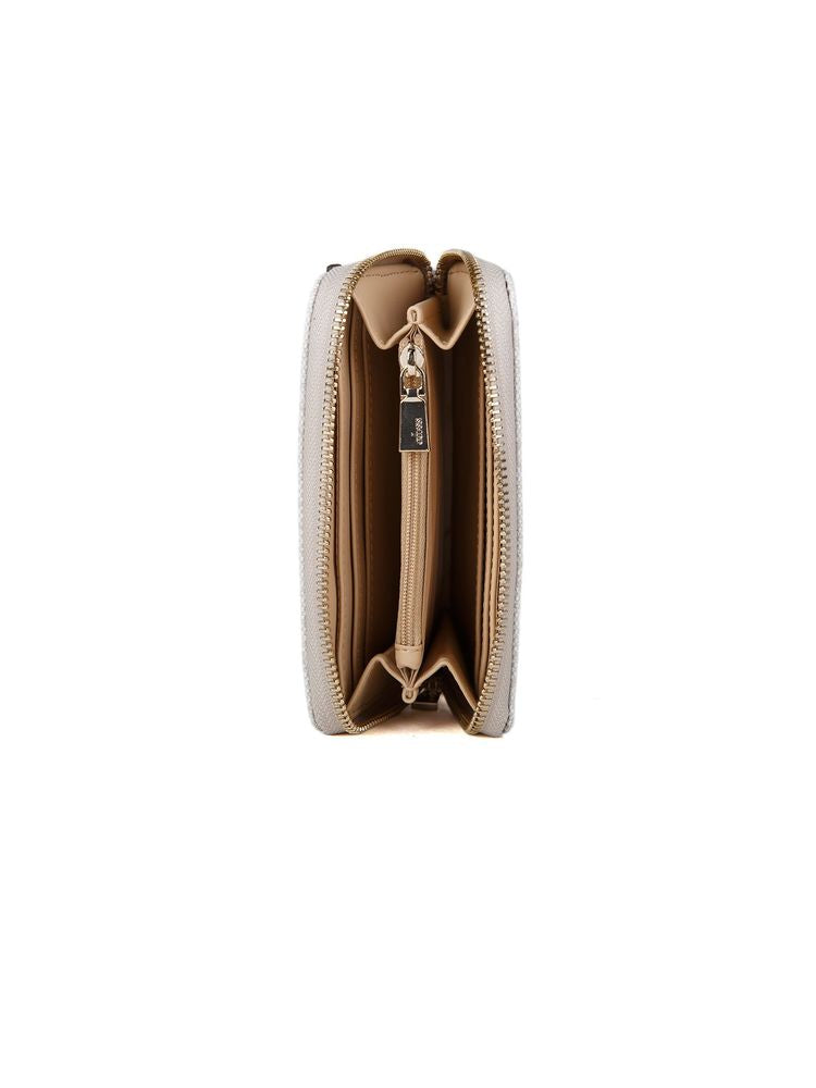 Guess Logo Zip-Around Wallet — Beige