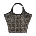 Balmain Monogram Jacquard Leather Top Handle Bag — Black