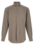 Brunello Cucinelli Cotton Micro Herringbone Shirt — Gray