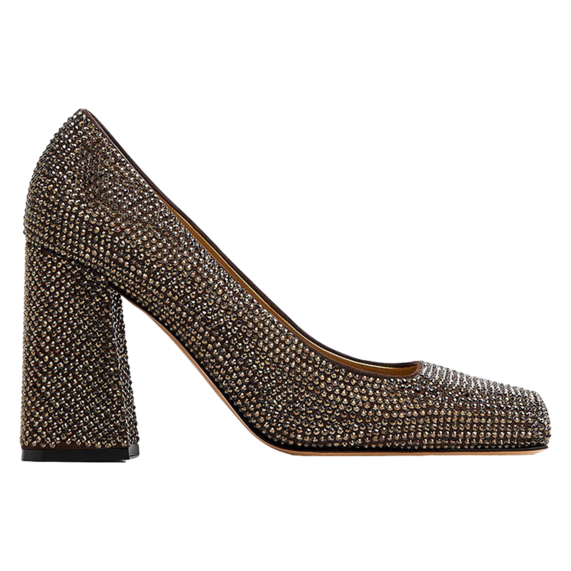 Bottega Veneta Crystal-Embellished Pump — Brown