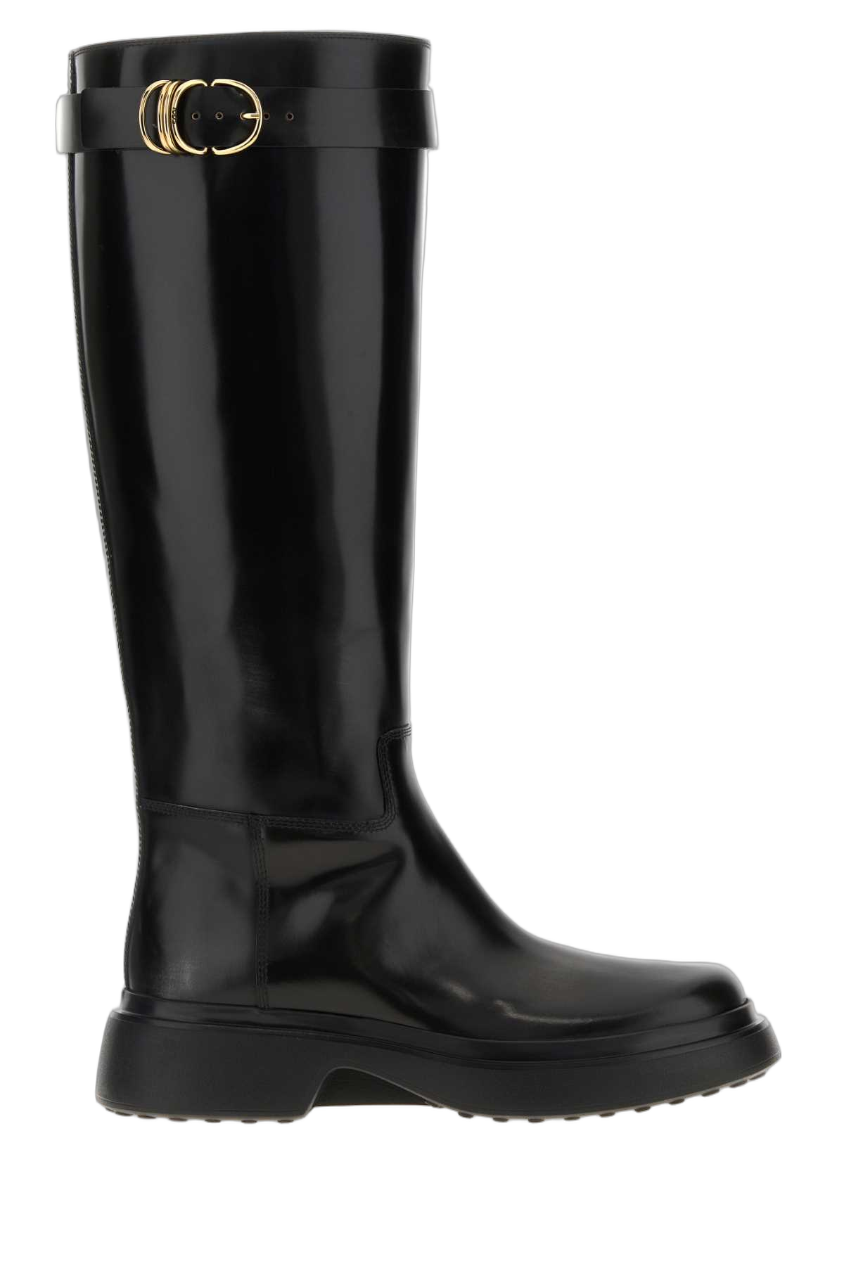 Tod's Buckle-Strap Knee-High Boot — Black