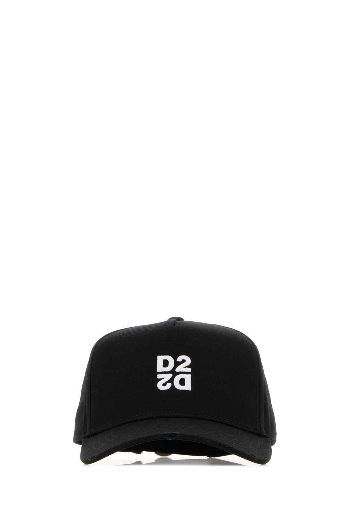 Dsquared2 BCM096405C00001 Logo-Embroidered Cotton Baseball Cap — Black