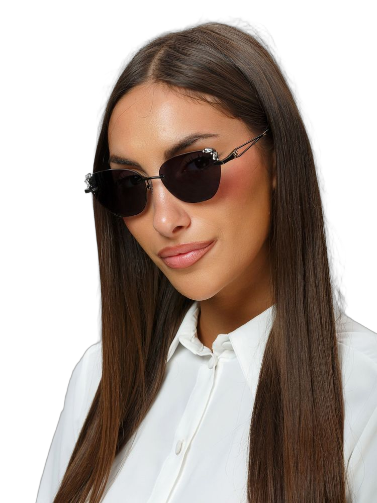 Blumarine SBM230S Metal Aviator Sunglasses — Black