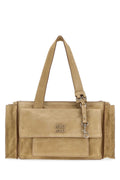 Miu Miu Vitello Suede Shoulder Bag — Beige