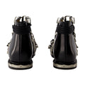 Toga Pulla Buckled Leather Ankle Boot — Black