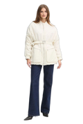 Pinko Quilted Nylon Down Jacket — Cream