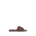 Dolce & Gabbana Cut-Out Logo Leather Sandals — Brown