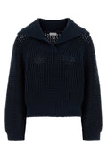 Brunello Cucinelli Cotton-Nylon Knit Sweater — Navy