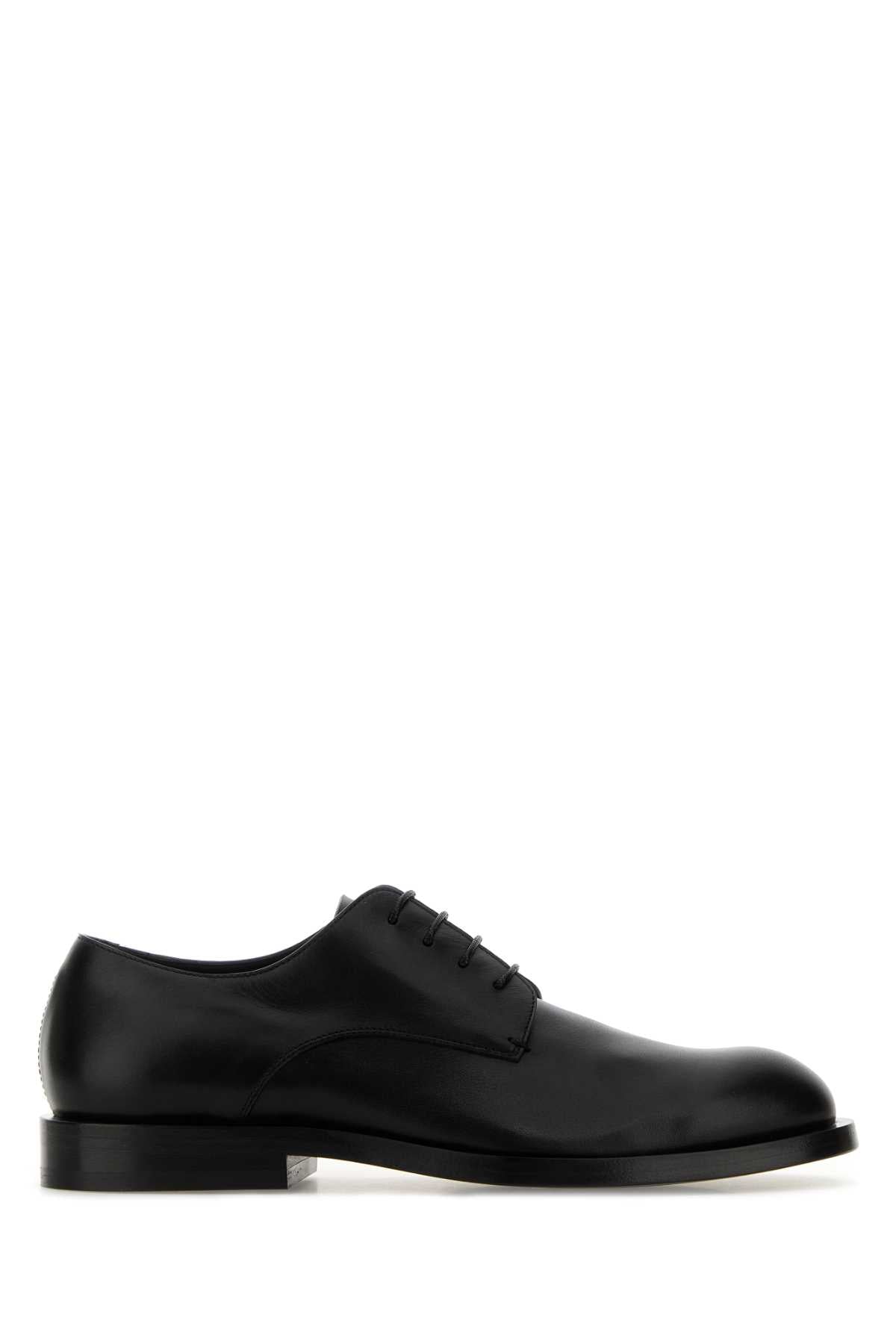 Jil Sander Leather Lace-Up Oxford — Black