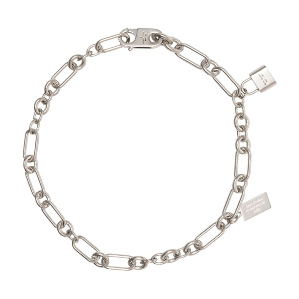 Acne Studios Padlock Chain Necklace — Silver