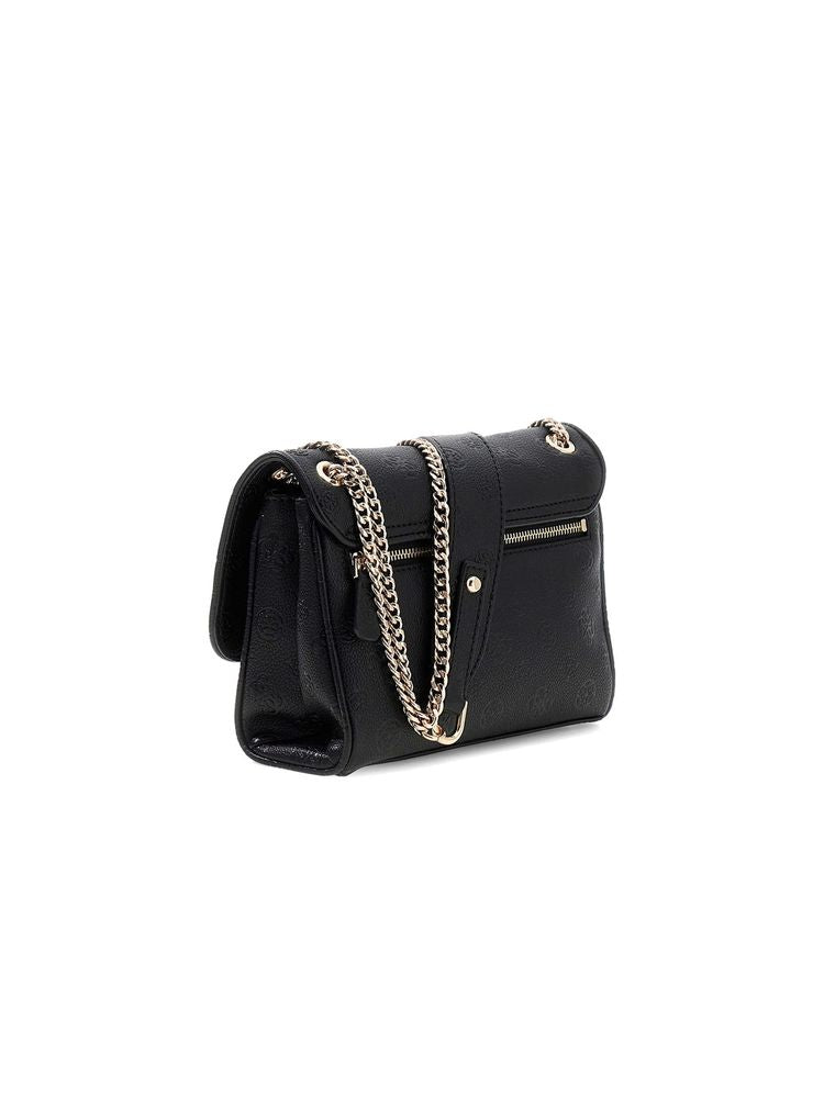 Guess Logo-Print Polyurethane Crossbody Bag — Black