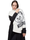 Moschino Logo-Graphic Wool Blend Scarf — White