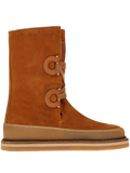 Ferragamo Suede Calf-Length Boot — Brown