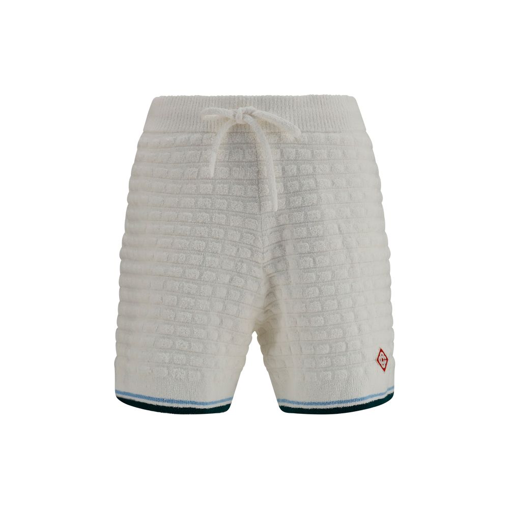 Casablanca Quilted Bouclé Bermuda Shorts — White