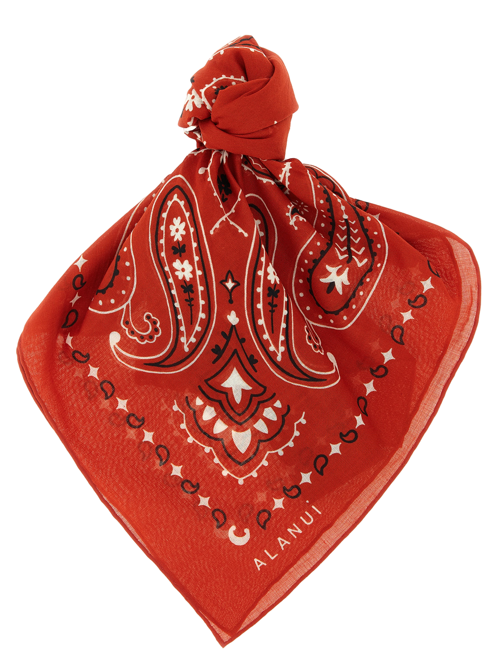 Alanui Paisley Cotton Foulard Scarf — Red