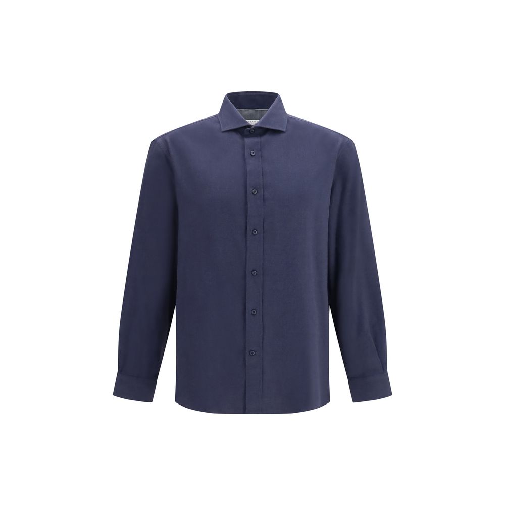 Brunello Cucinelli Cotton Dress Shirt — Navy