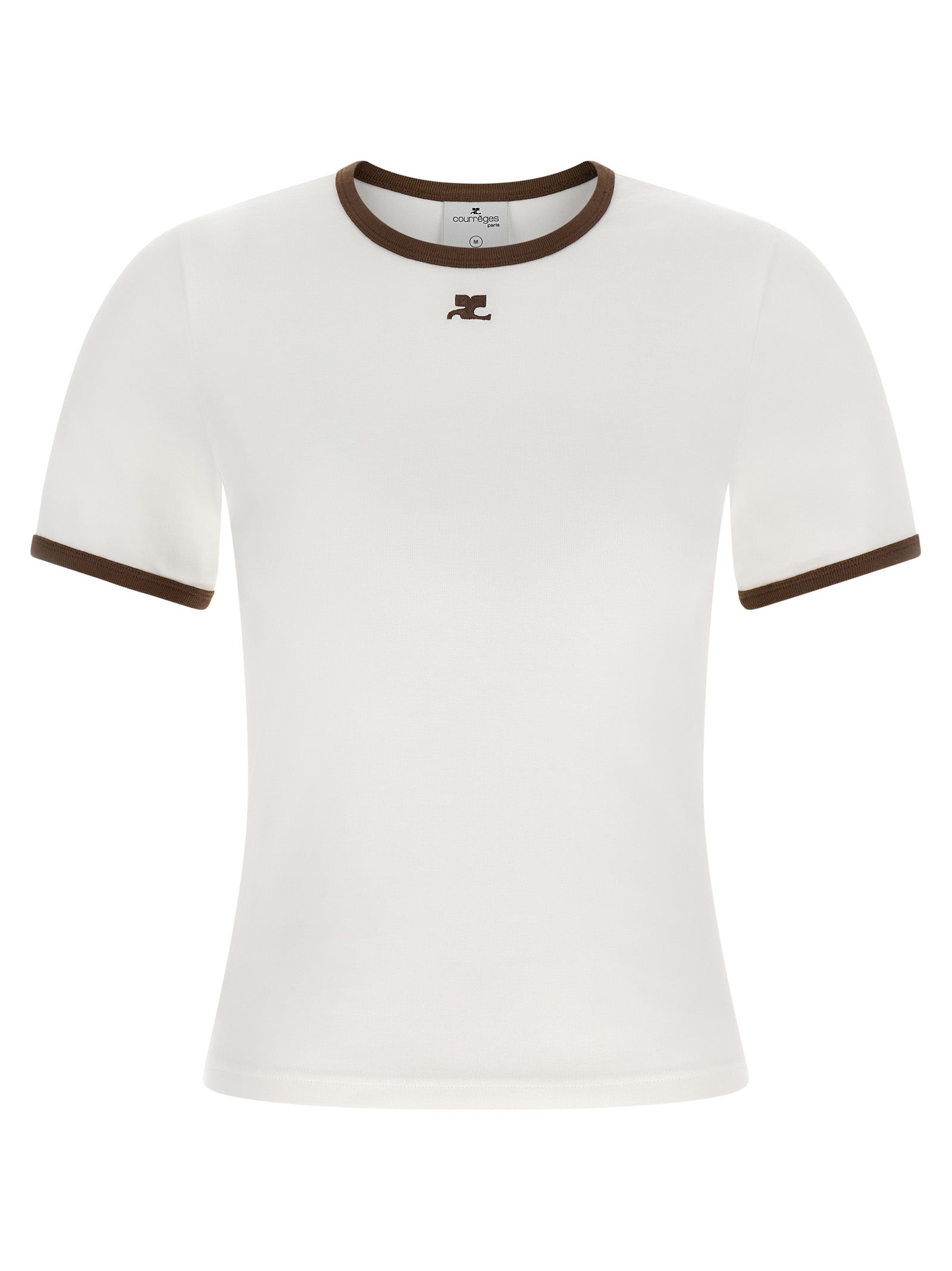 CourrèGes Contrast Trim T-Shirt — White