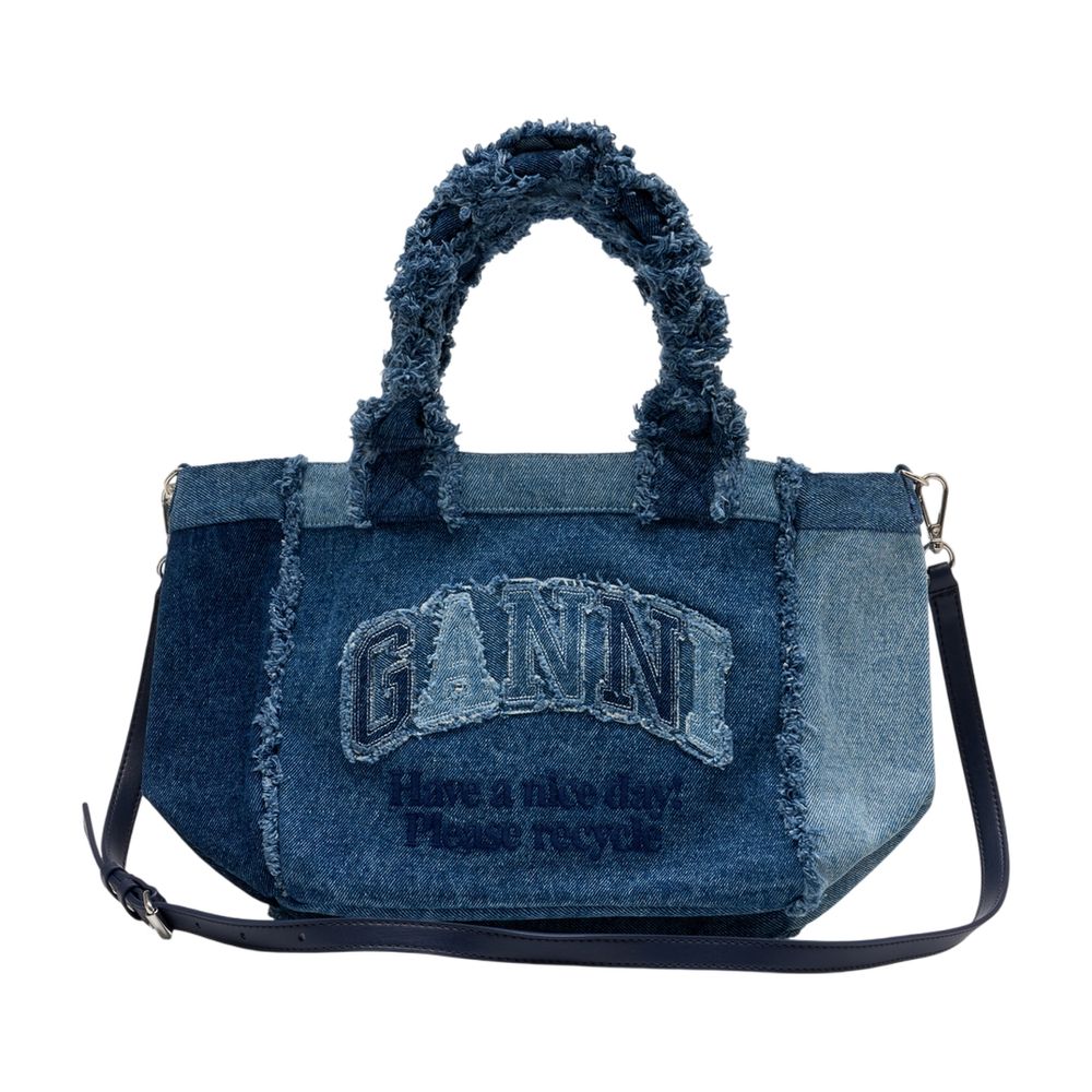 Ganni Trapeze Shopper Tote Bag — Blue