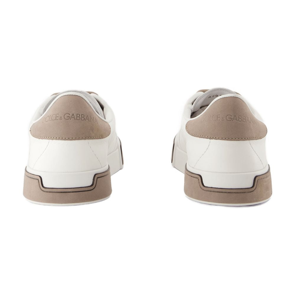 Dolce&Gabbana Color-Block Calfskin Sneaker — White