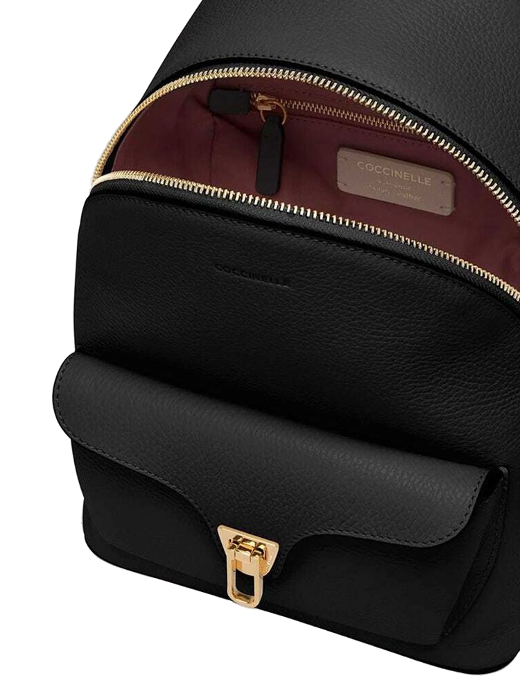 Coccinelle Grained Leather Backpack — Black