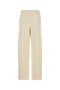 Max Mara Cotton Blend Wide-Leg Trousers — Beige