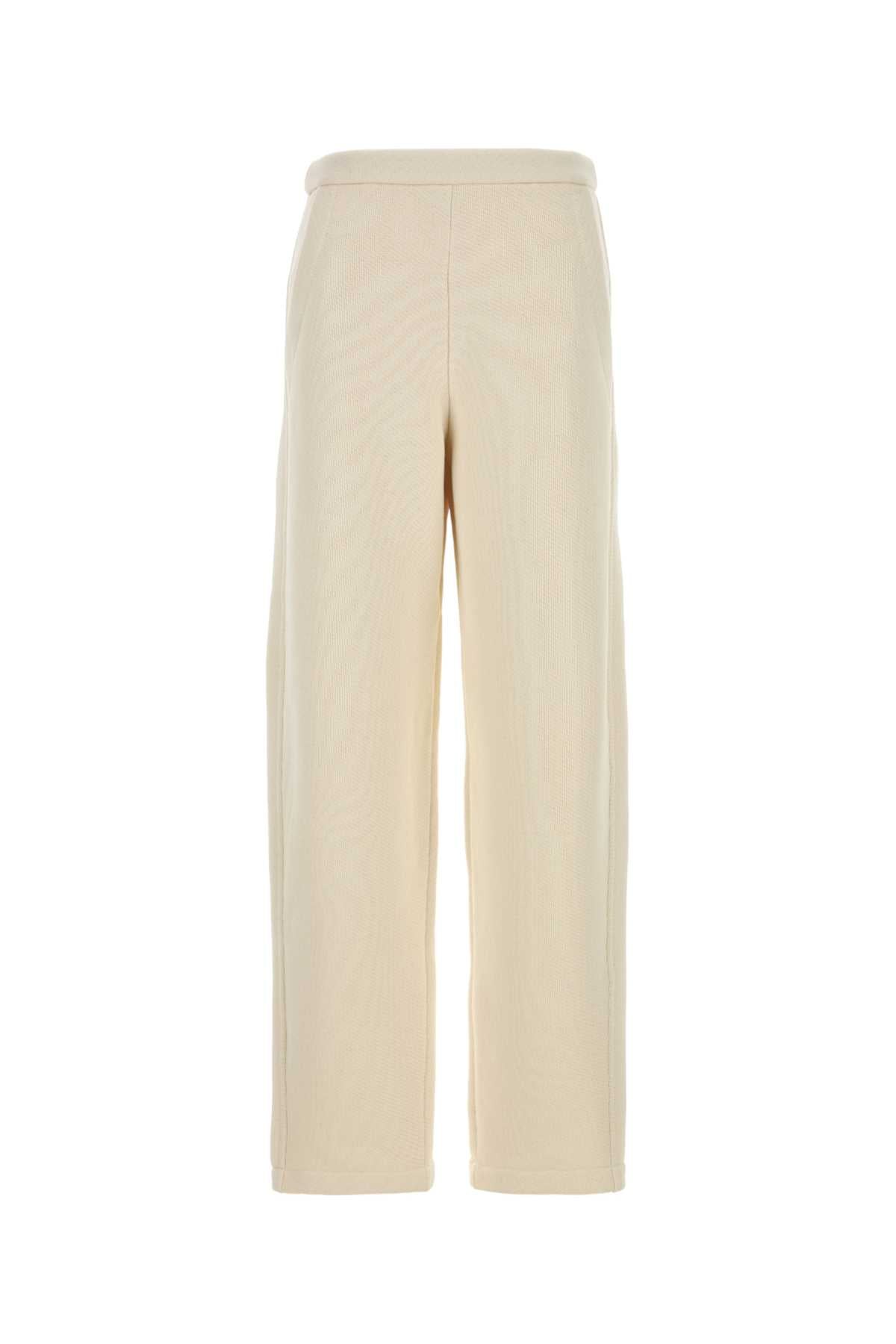 Max Mara Cotton Blend Wide-Leg Trousers — Beige