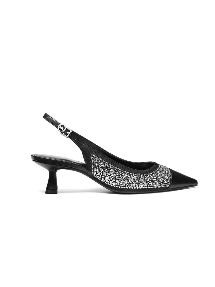 Michael Kors Crystal-Embellished Slingback Heel — Black
