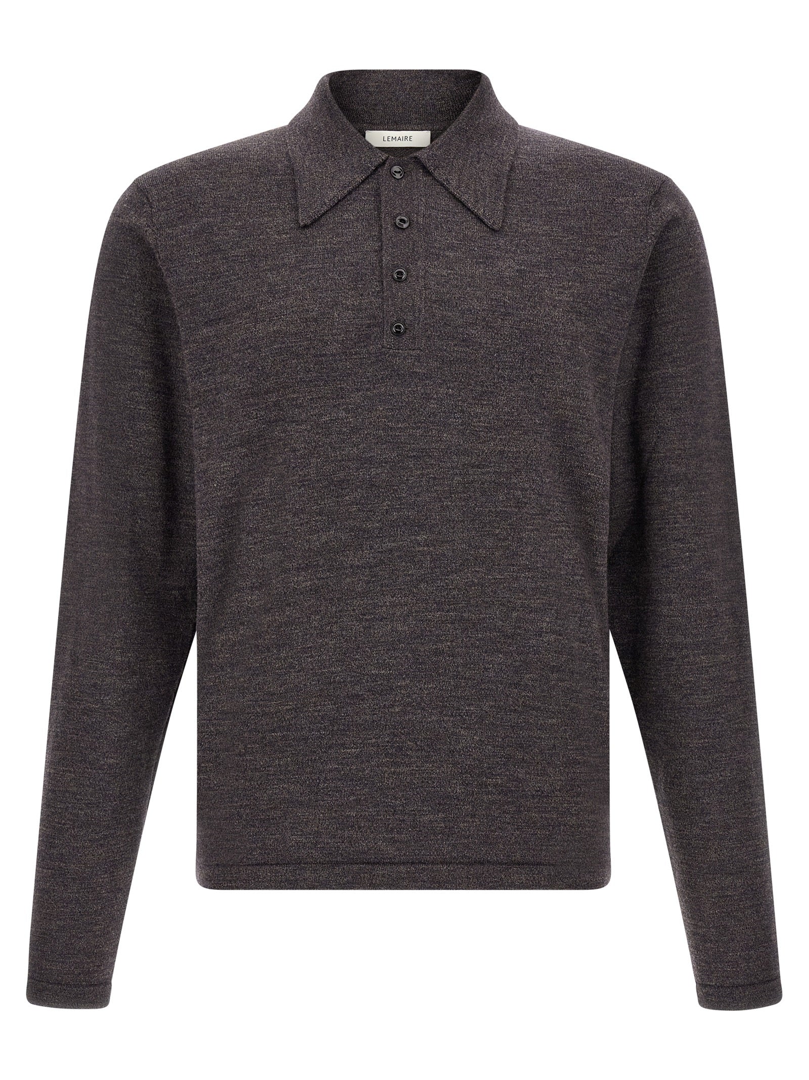 Lemaire Merino Wool Polo Shirt — Brown