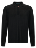 Kiton 14 Micron Merino Wool Polo Shirt — Black