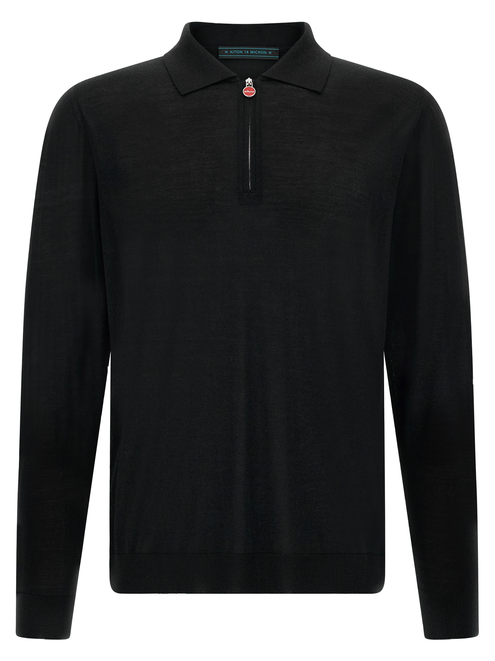 Kiton 14 Micron Merino Wool Polo Shirt — Black