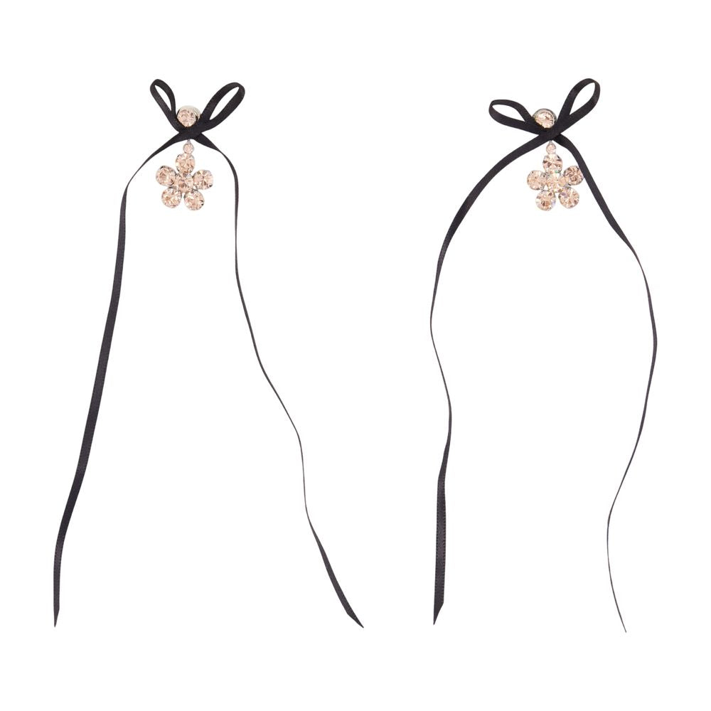 Simone Rocha Daisy-Charm Ribbon Earrings — Pink