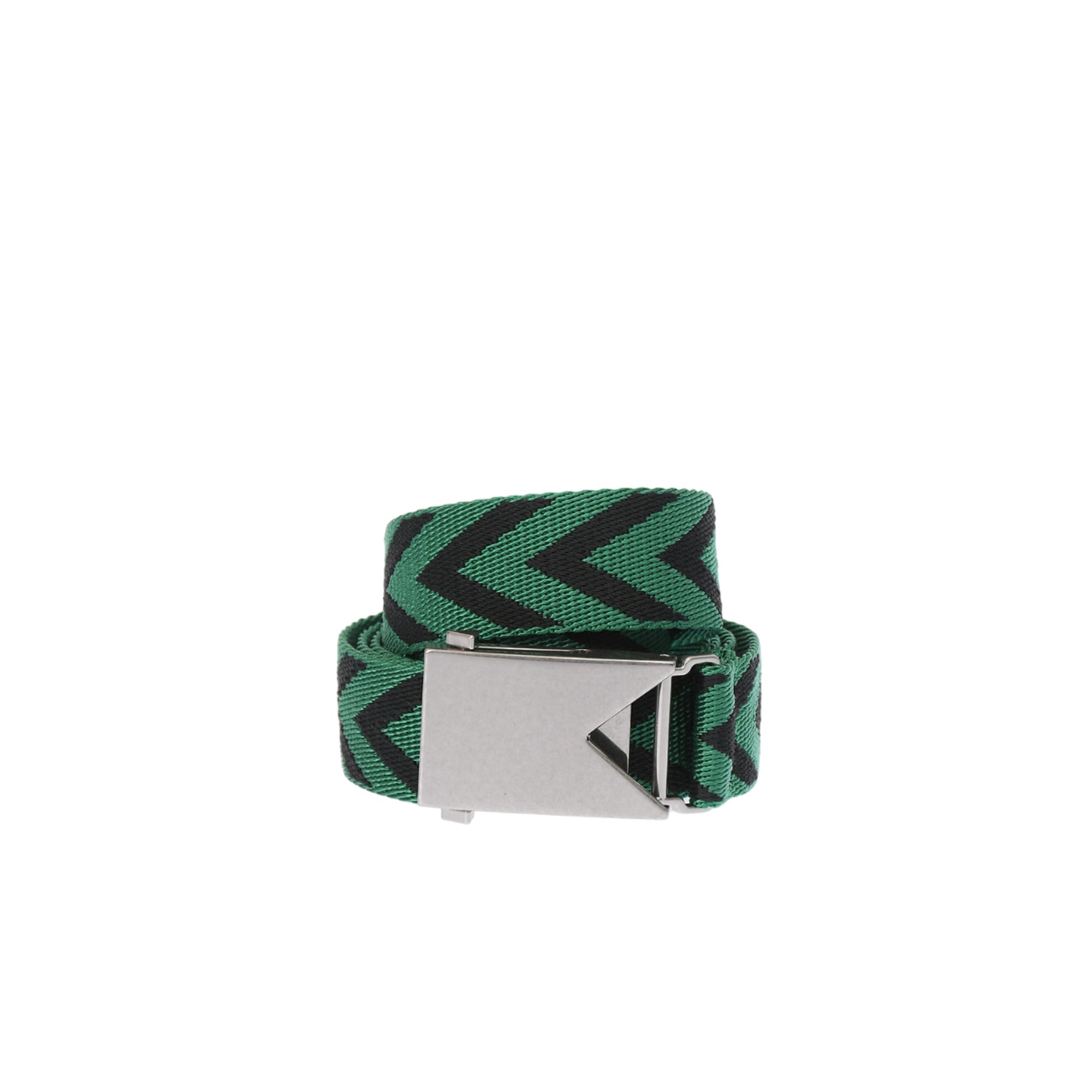 Bottega Veneta Geometric Chevron Polyester Belt — Green