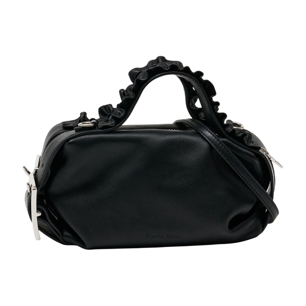 Simone Rocha Ruffled Top Handle Shoulder Bag — Black