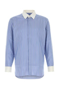 Tom Ford Contrast-Collar Pinstriped Silk Shirt — Blue