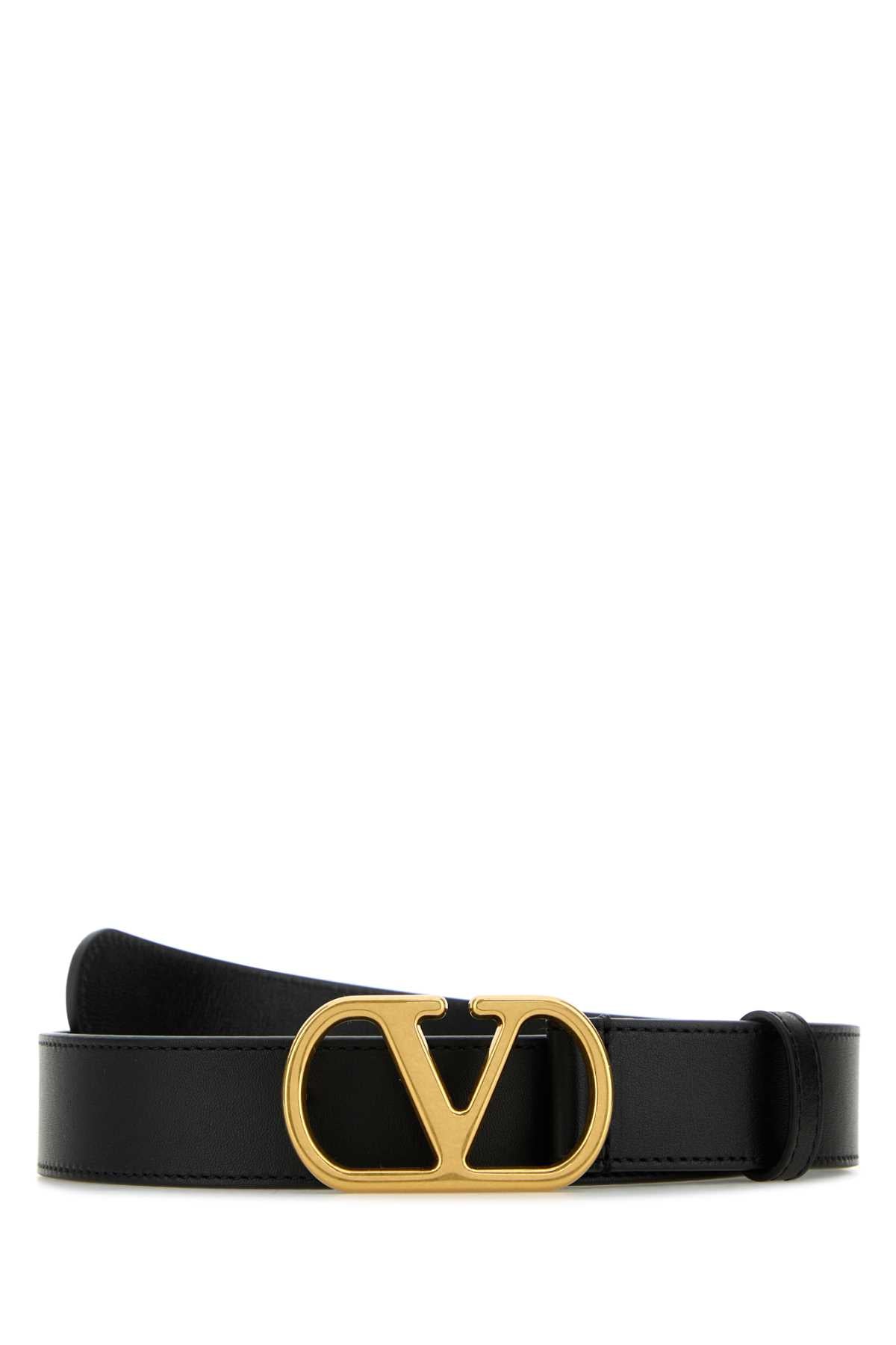 Valentino Garavani VLogo Metal Buckle Belt — Black