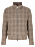 Brunello Cucinelli Tartan Wool Blend Jacket — Brown