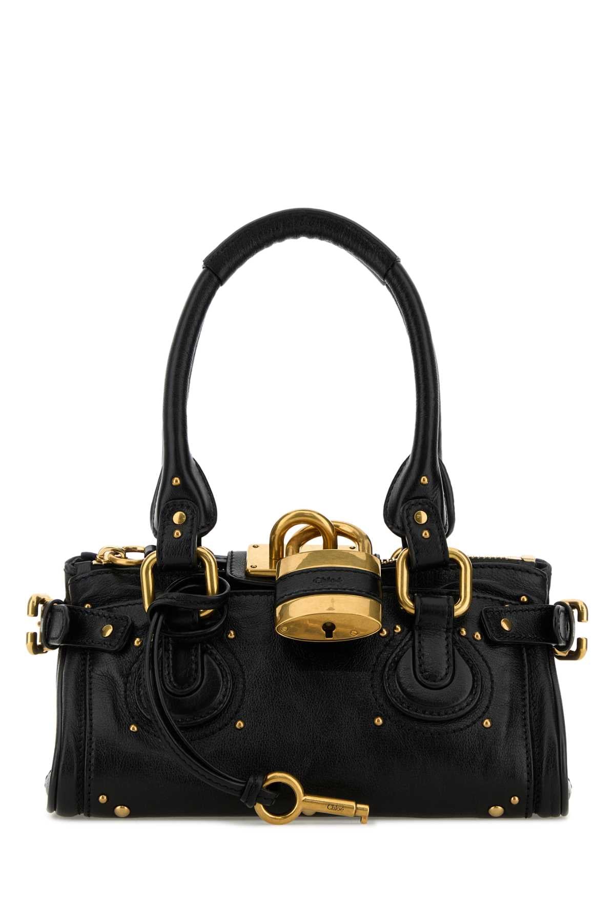 Chloé Leather with Gold Hardware Top Handle Bag — Black