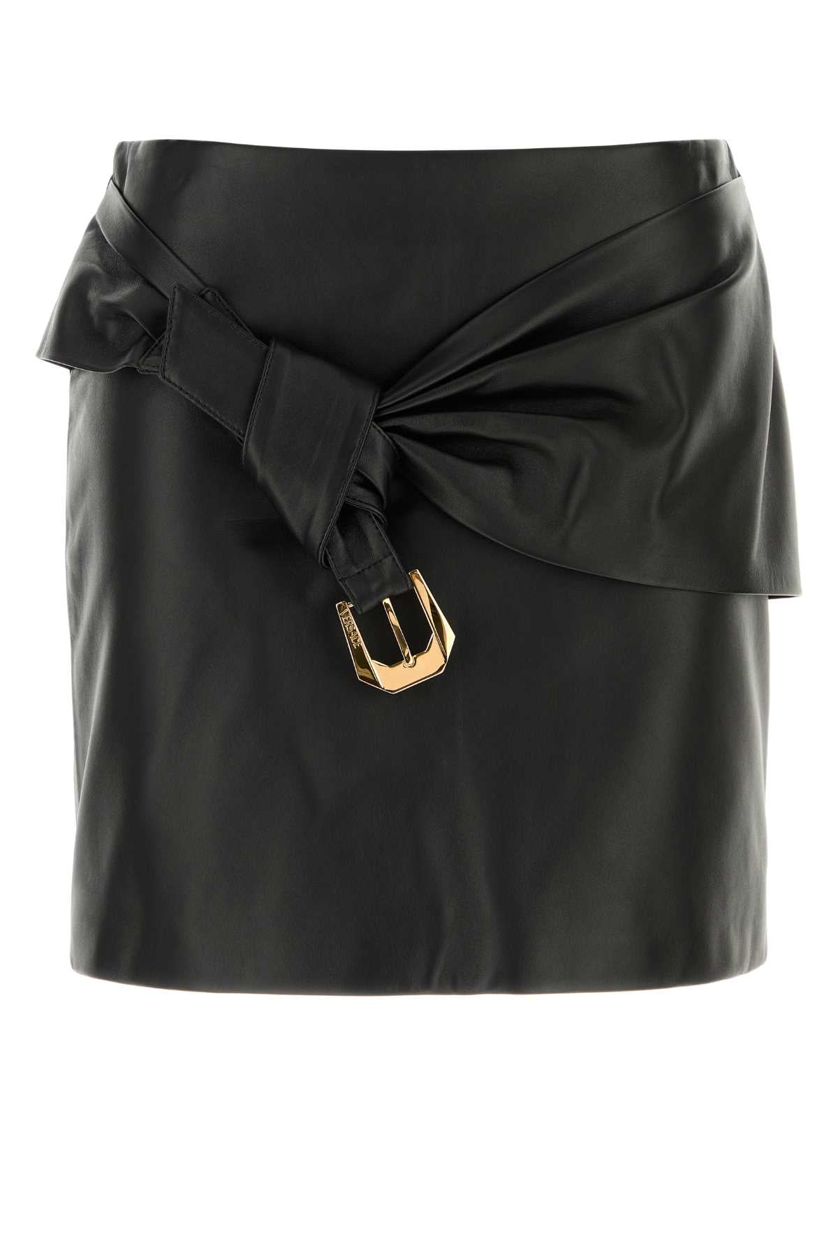 Versace Leather Skirt — Black