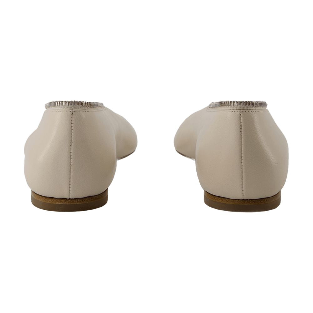 Burberry Lambskin Zip Ballerina Flat — White