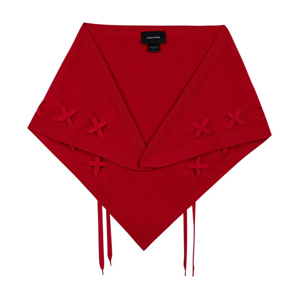Simone Rocha Merino Wool Neckerchief Scarf — Red