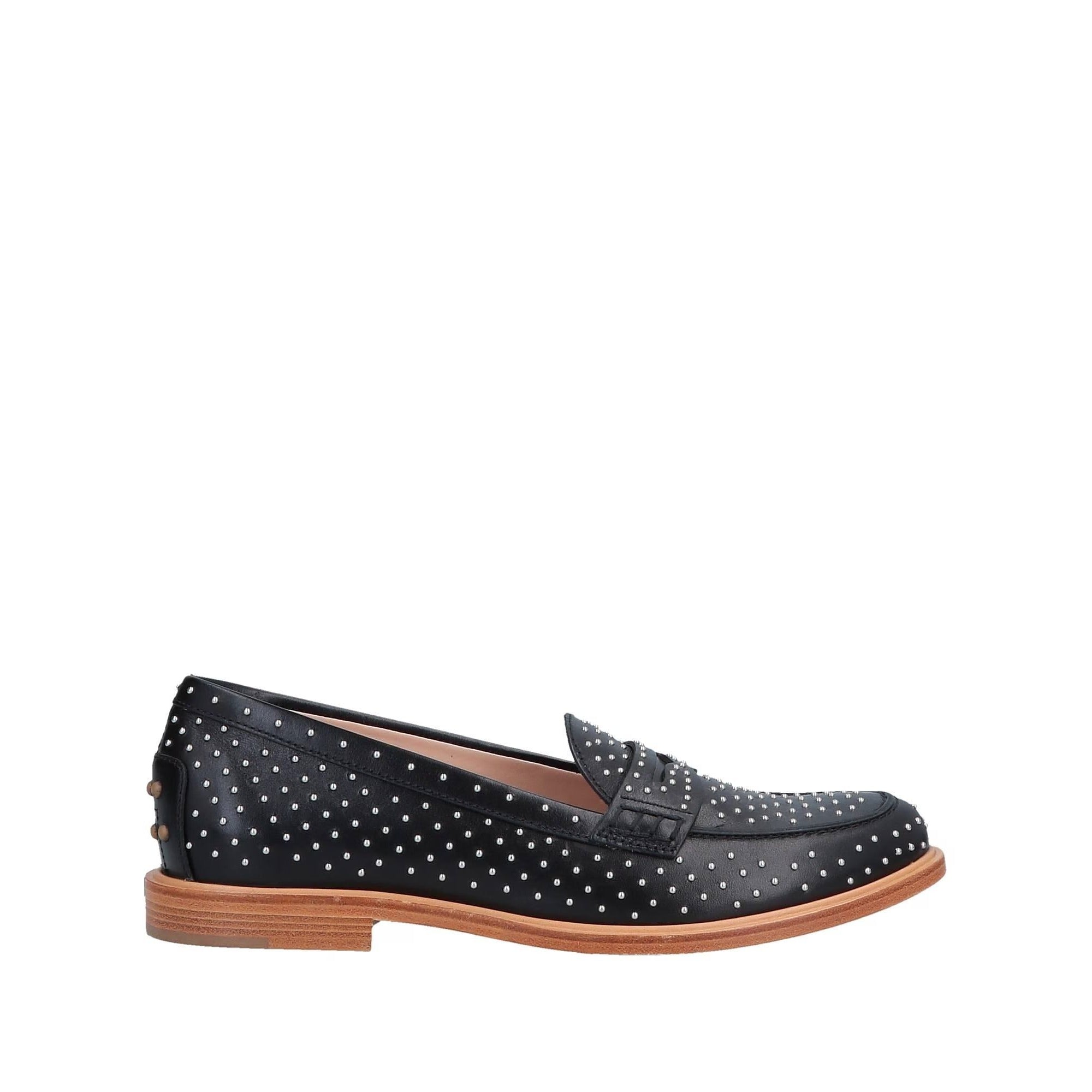 Tod's Stud-Embellished Leather Loafer — Black